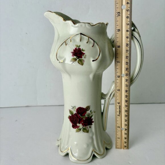 FORMALITIES by BAUM BROS Vintage Porcelain Pitcher Vase 10" Tall Rose Collection - Picture 8 of 9